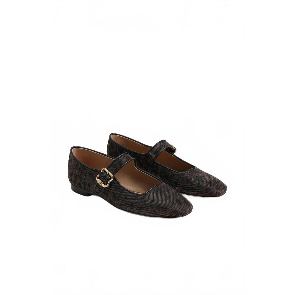 NEW SAM EDELMAN women's michaela mary jane flat sandals in brown leopard glitz